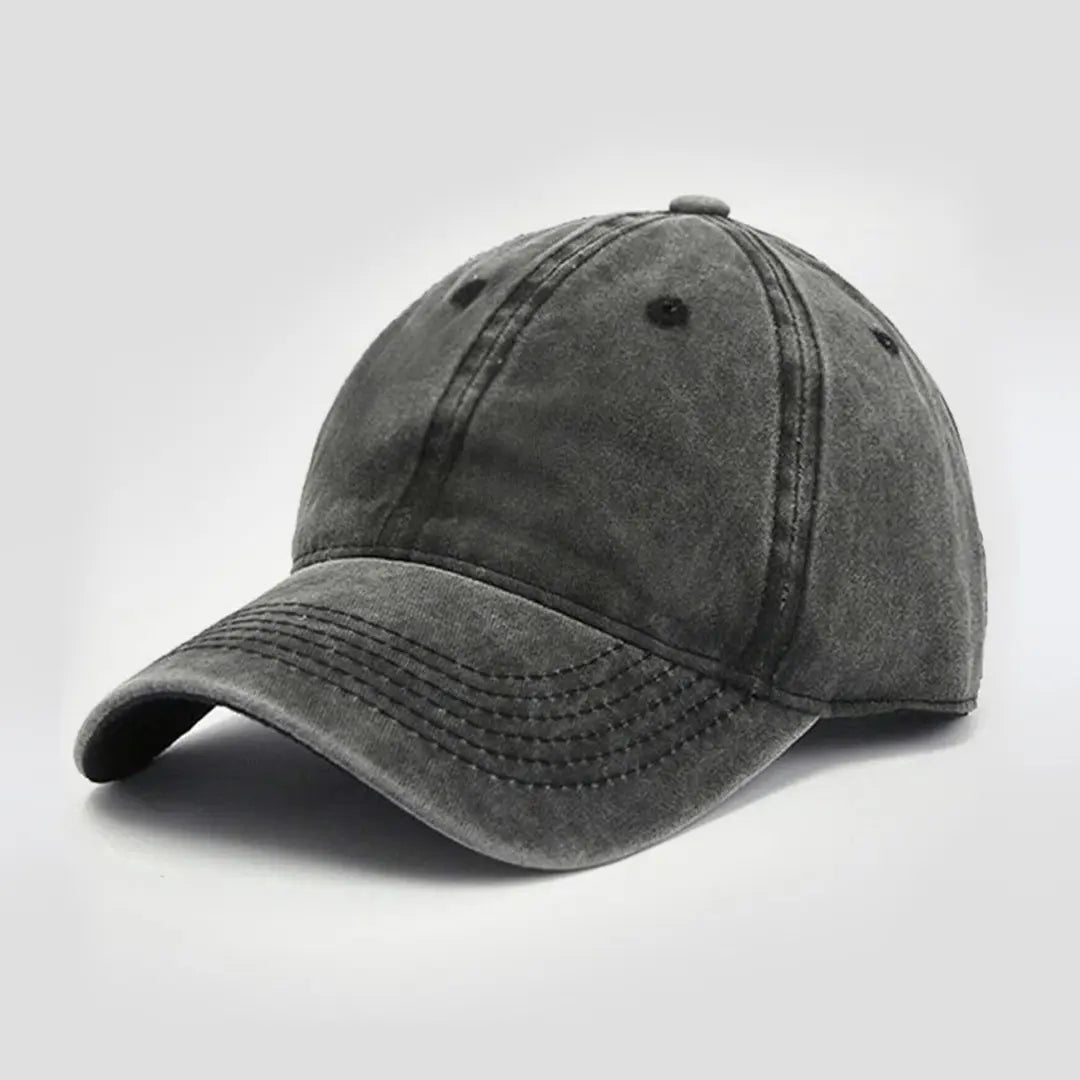Essential Washed Cap in dark grey - front angled view