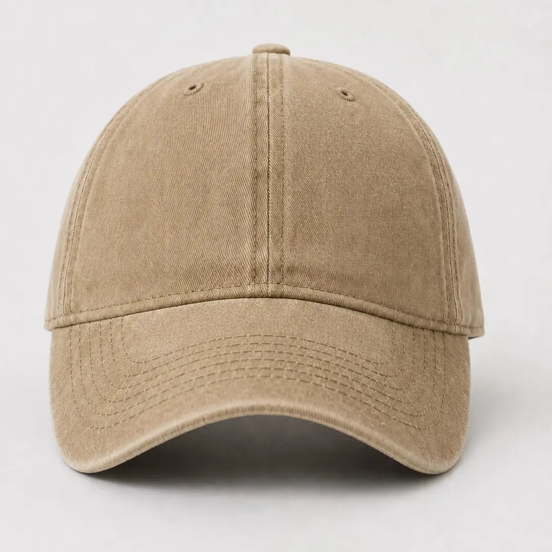 Essential Washed Cap in beige - front view