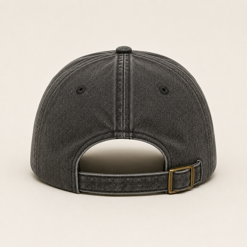 Washed charcoal cap adjustable back and buckle
