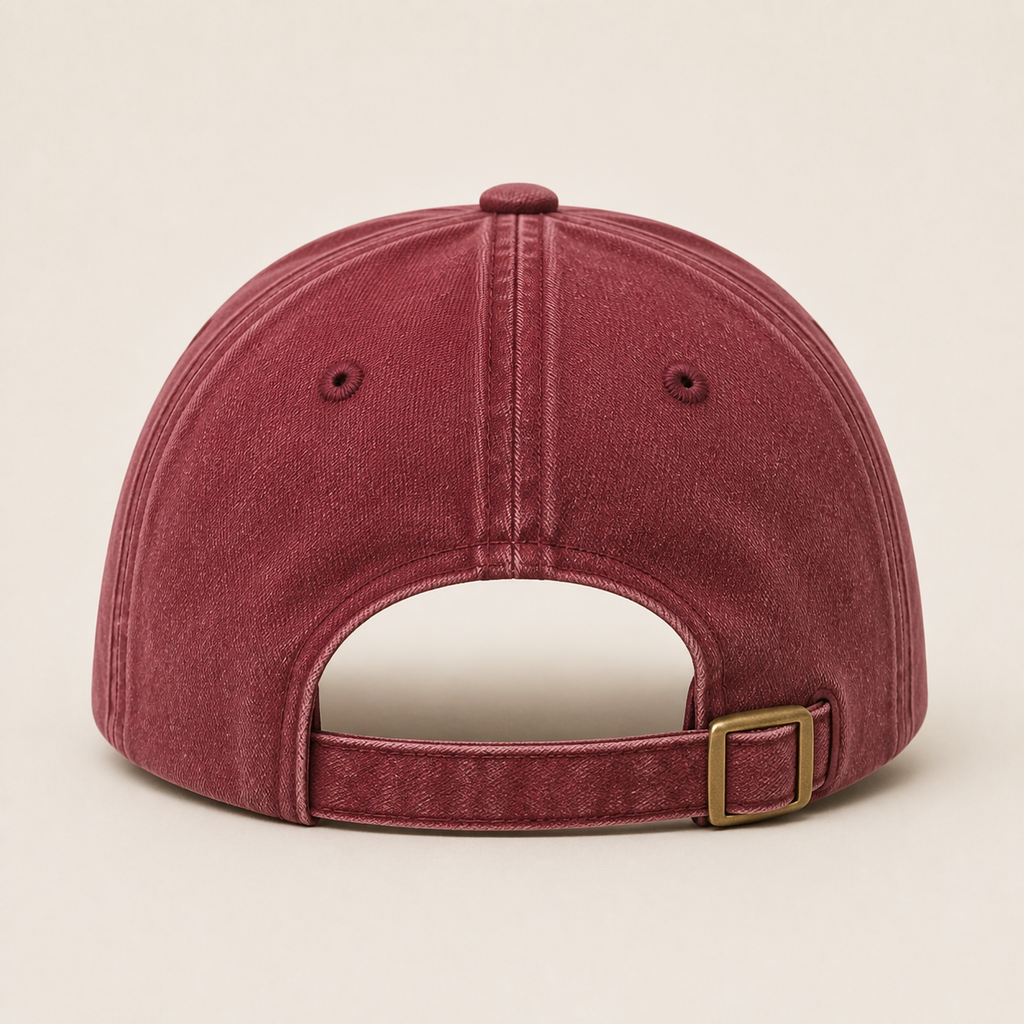 Washed burgundy cap adjustable back and buckle