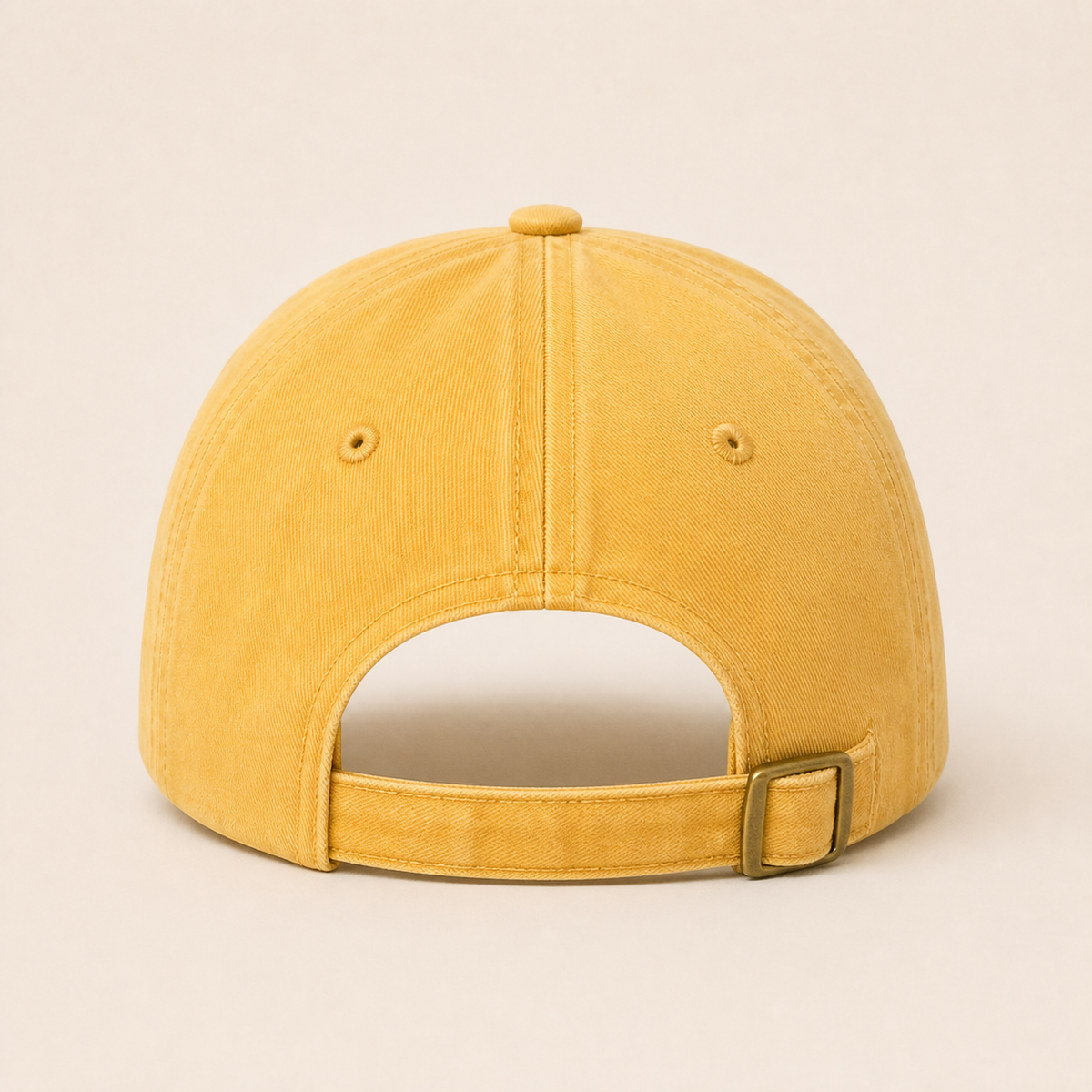 Washed pale yellow cap adjustable back and buckle