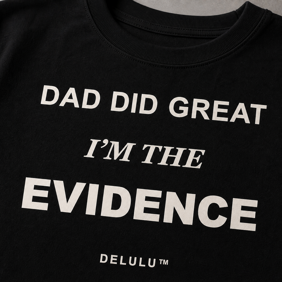 Close-up of warm-white Dad Did Great kids T-shirt print