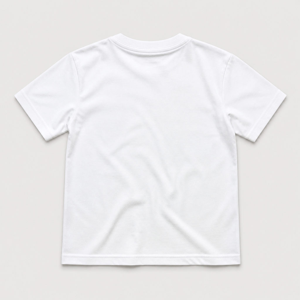 Back view of white kids regular T-shirt