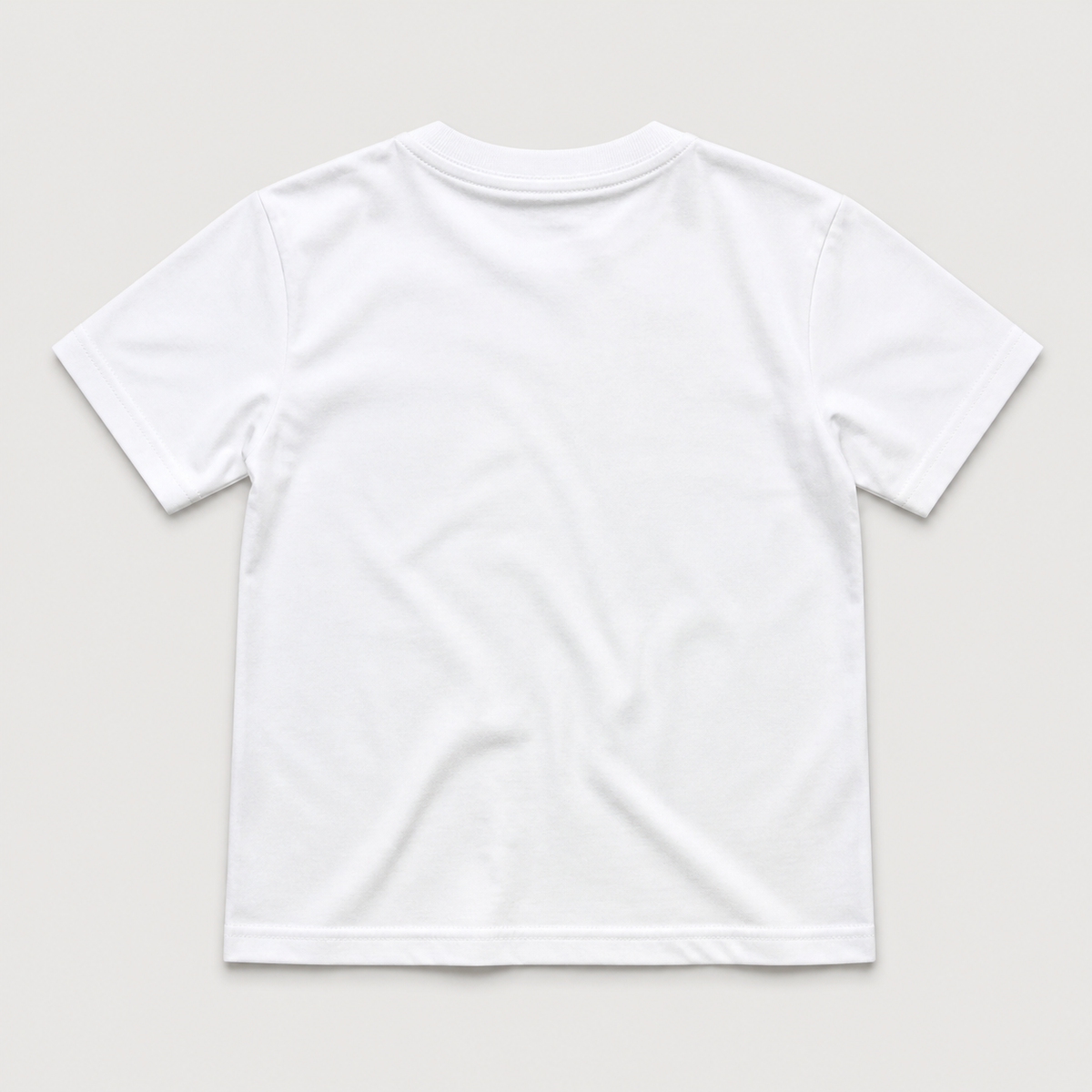 Back view of white kids regular T-shirt