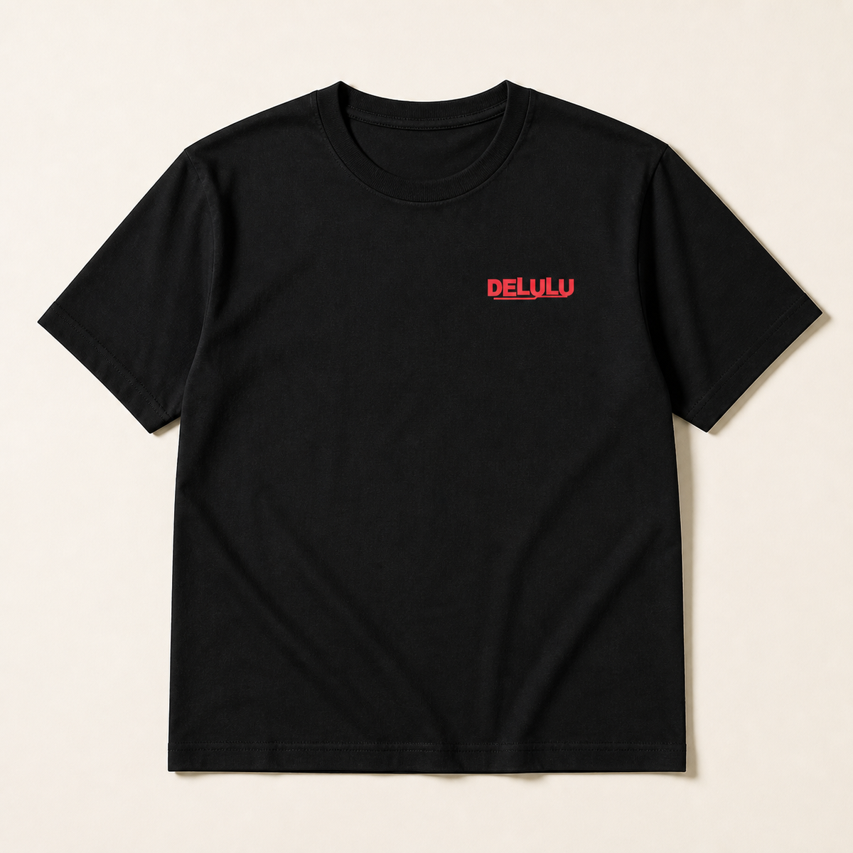 Black Bro or Me Regular Tee with DELULU left chest logo