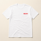 White Bro or Me Regular Tee with DELULU left chest logo