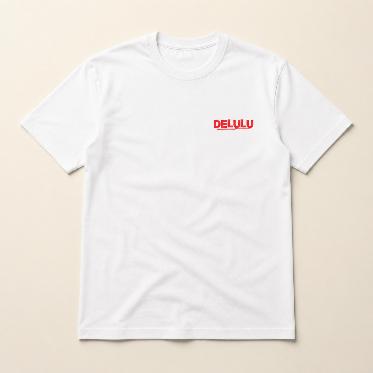 White Bro or Me Regular Tee with DELULU left chest logo