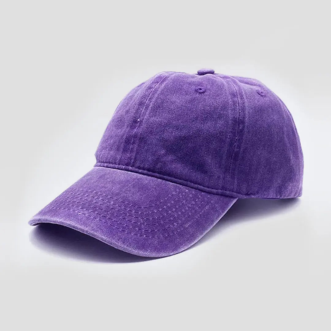 Essential Washed Cap in purple - front angled view