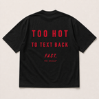 Too Hot Oversized Tee — black back flat lay