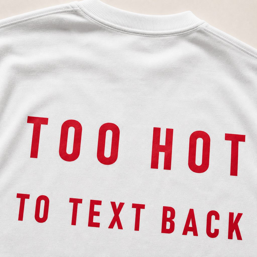 Too Hot Oversized Tee — print and fabric detail
