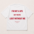 White Lost Without Me Oversized Tee, back flat lay