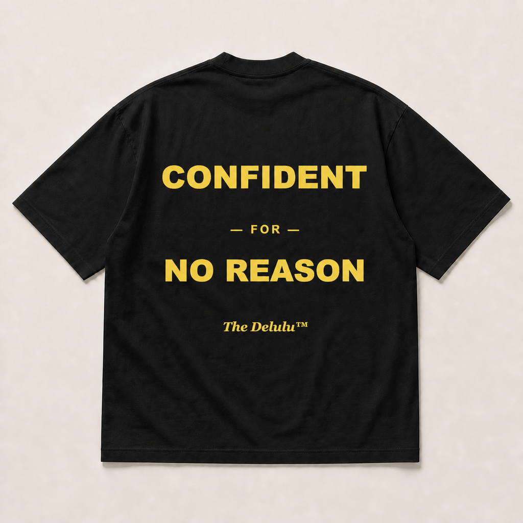 Black Confident Oversized Tee, back flat lay
