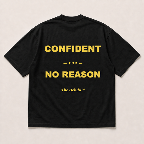 Black Confident Oversized Tee, back flat lay
