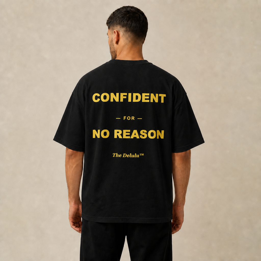 Black Confident Oversized Tee worn from the back