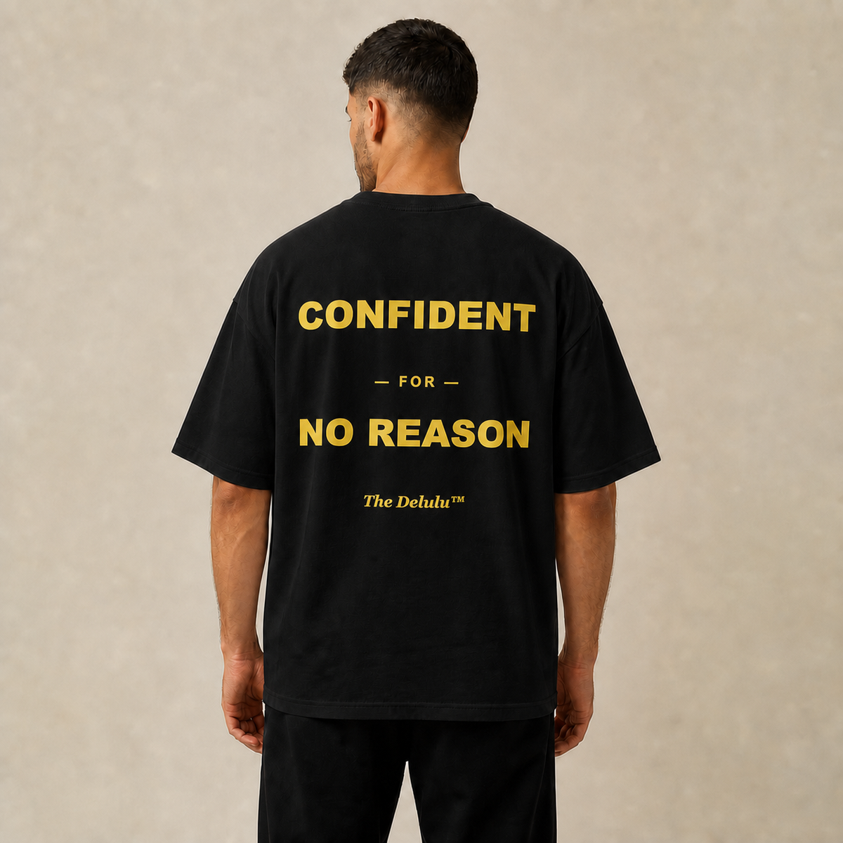 Black Confident Oversized Tee worn from the back
