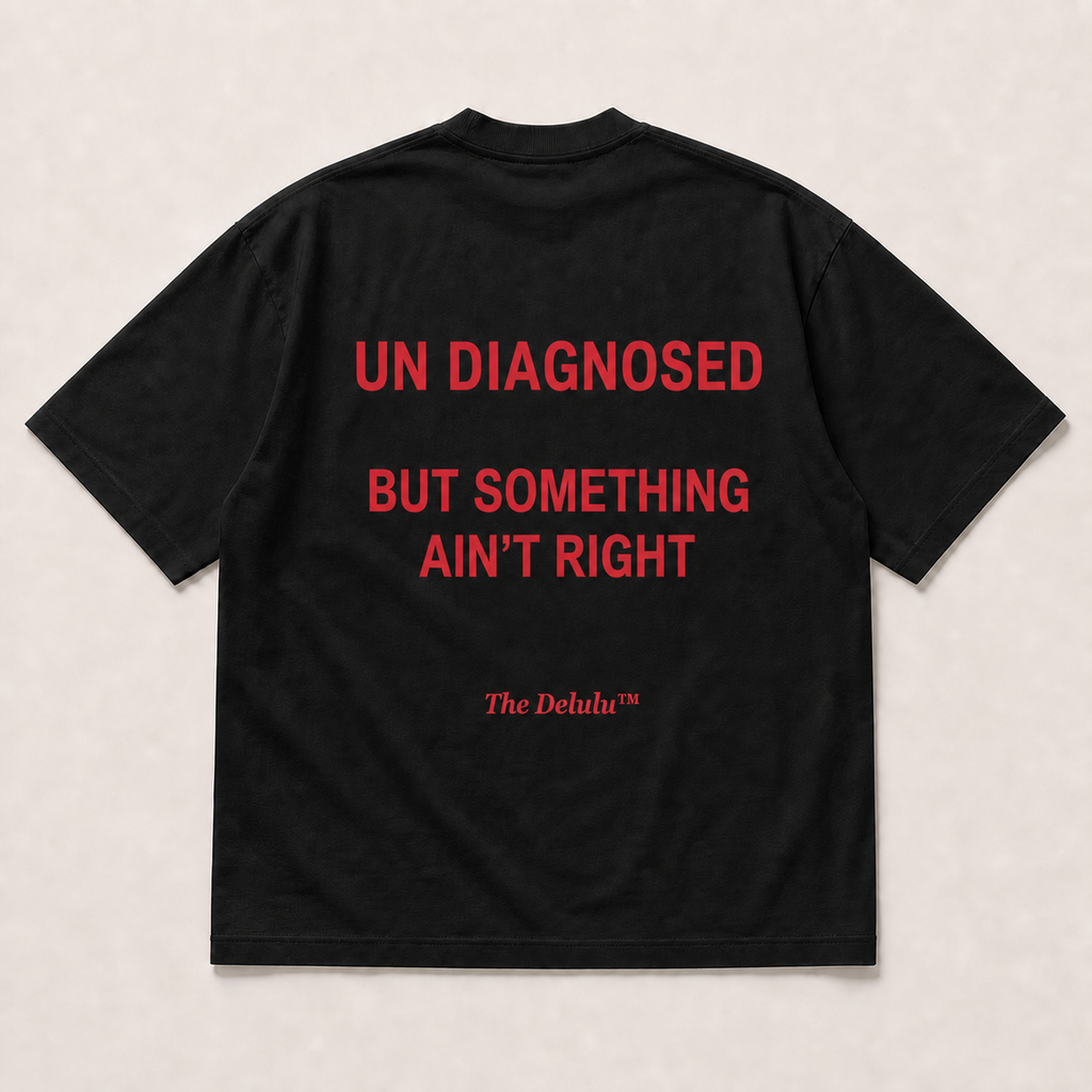 Black Undiagnosed Oversized Tee, back flat lay