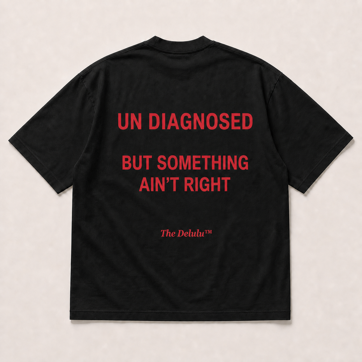 Black Undiagnosed Oversized Tee, back flat lay