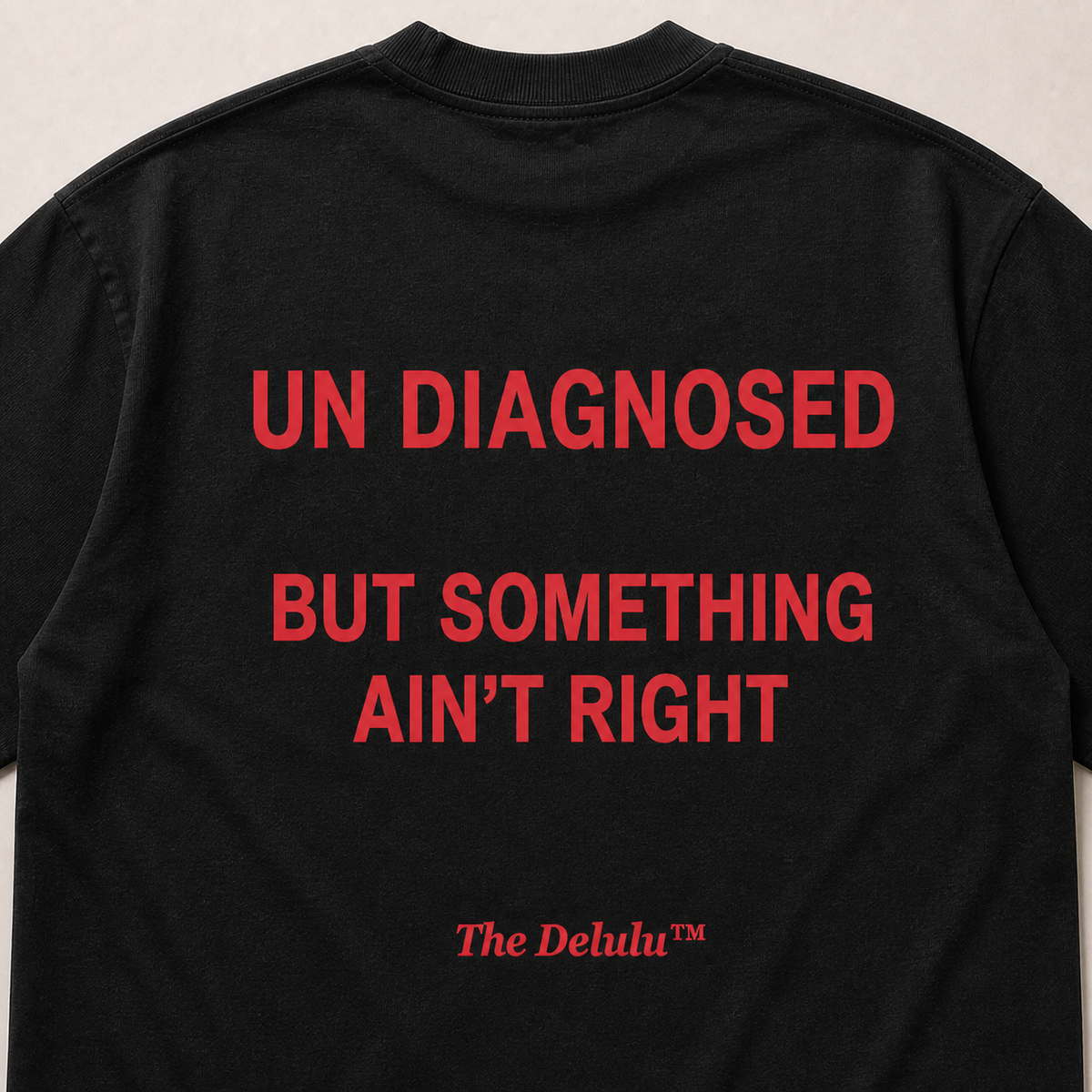 Undiagnosed signal red DTF print detail