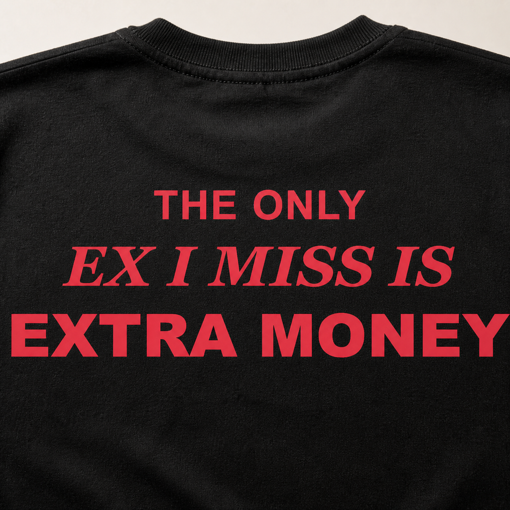 Extra Money signal red back print detail