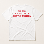 White Extra Money Regular Tee, back flat lay