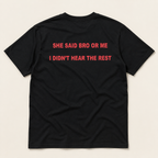 Black Bro or Me Regular Tee, back flat lay