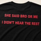 Bro or Me signal red back print detail