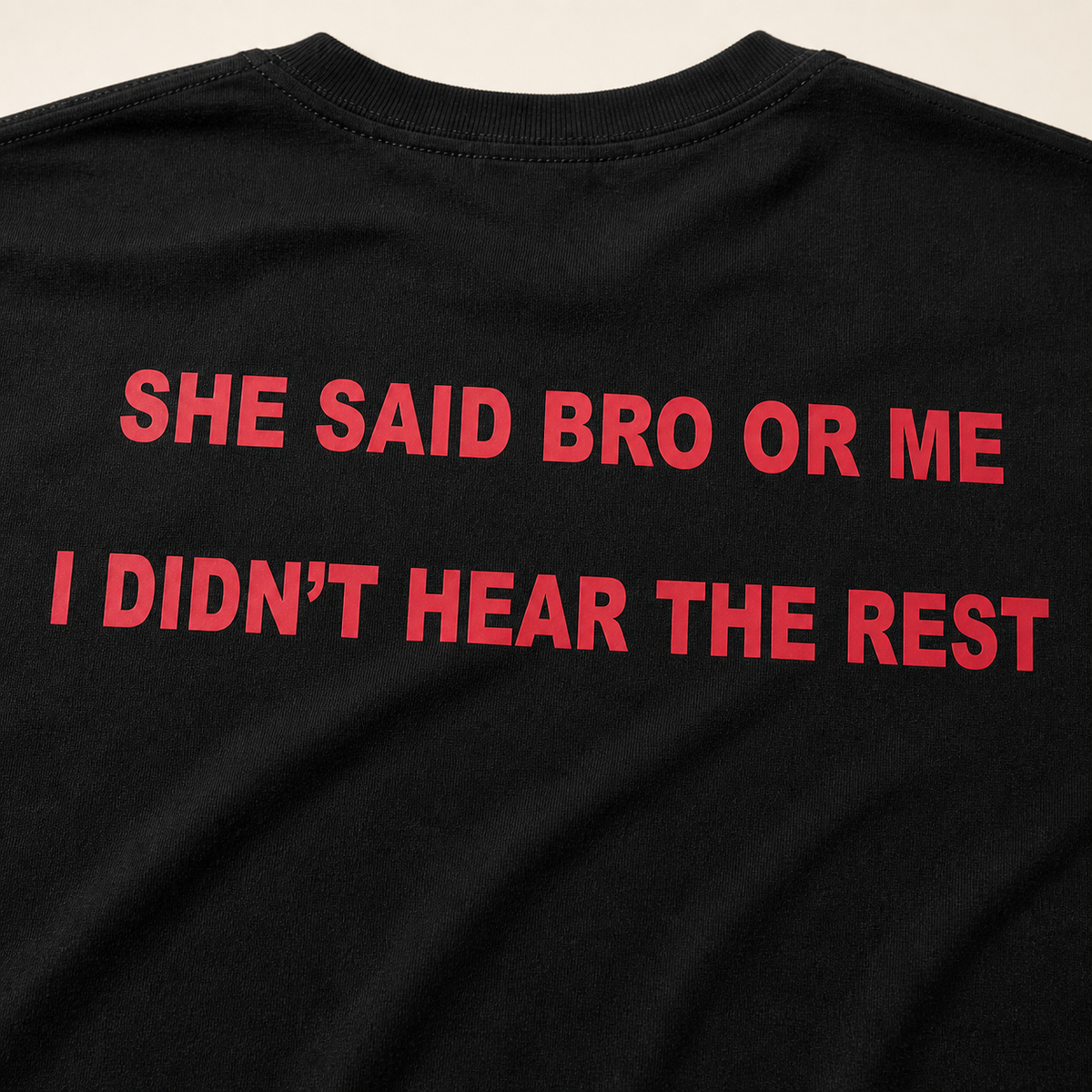 Bro or Me signal red back print detail