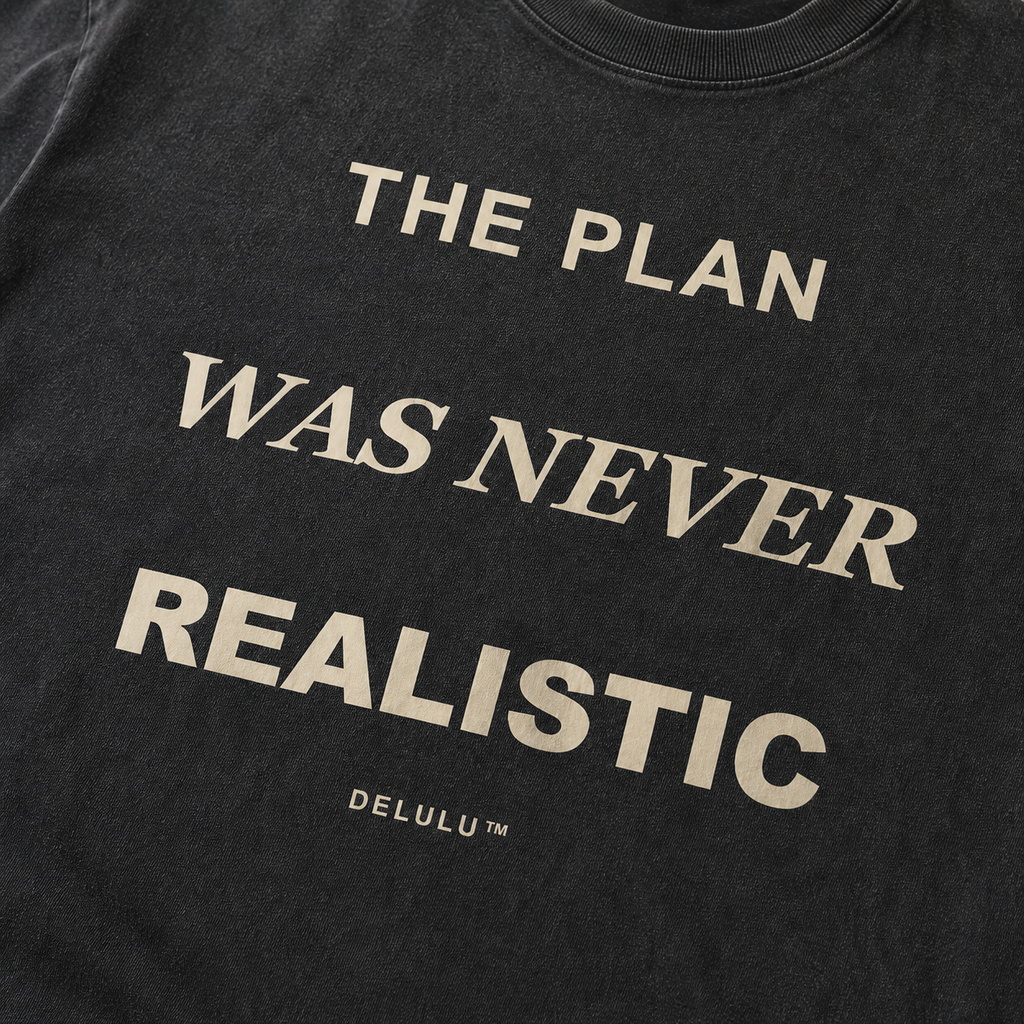 The Plan Was Never Realistic warm cream print detail