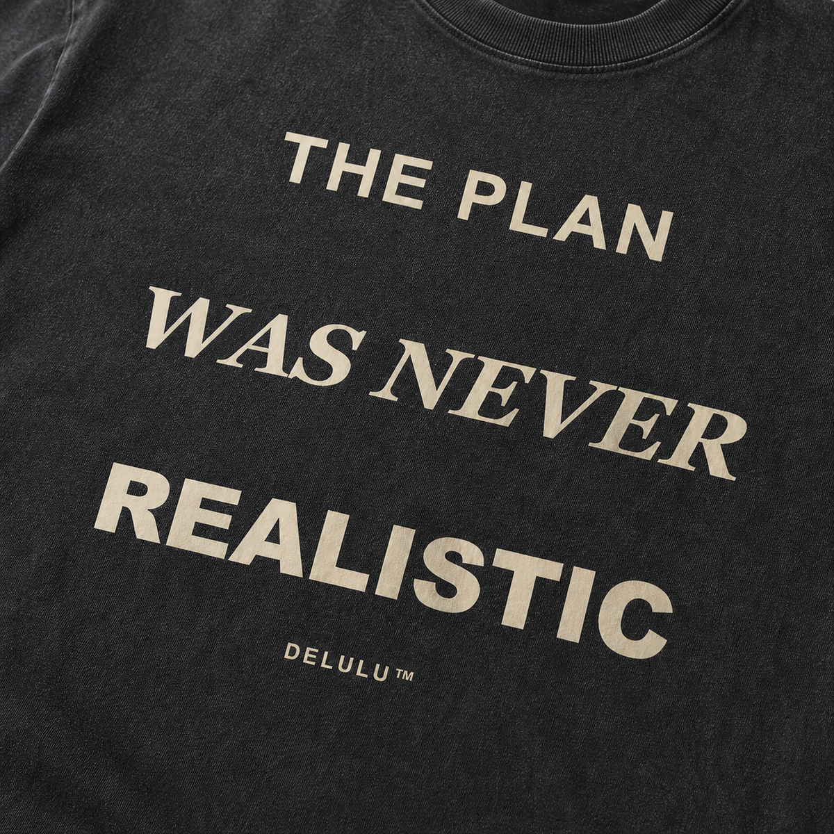The Plan Was Never Realistic warm cream print detail